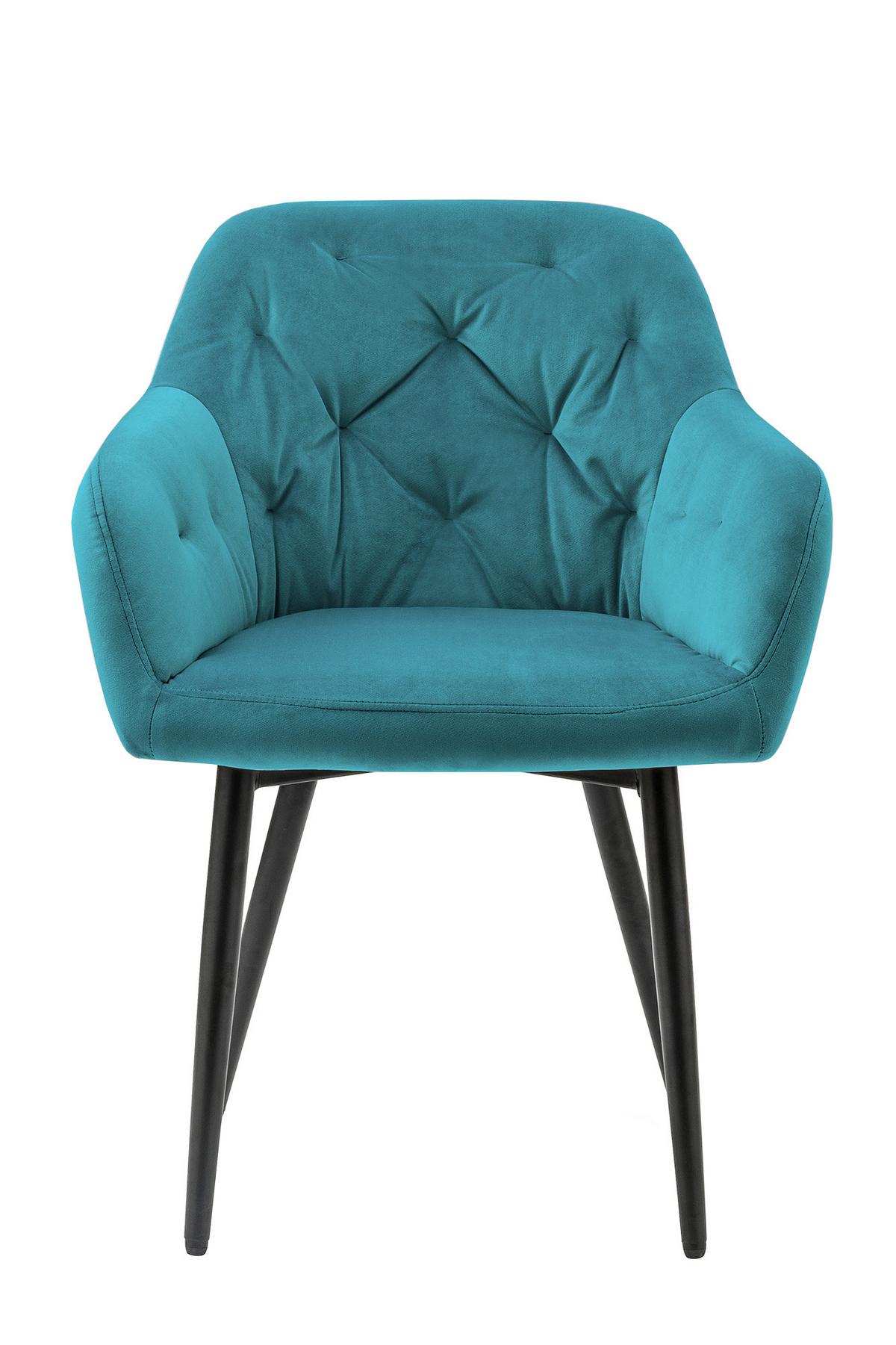 Naslanjač Samt, Turkizna - turkizna/črna, Moderno, kovina/tekstil (61/85/45cm) - Livetastic