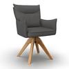 Armlehnstuhl Lorelei Grau Webstoff Drehbar Gepolstert - Naturfarben/Grau, MODERN, Holz/Textil (58/87/63cm) - Bessagi Home