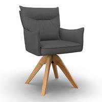 Armlehnstuhl Lorelei Grau Webstoff Drehbar Gepolstert - Naturfarben/Grau, MODERN, Holz/Textil (58/87/63cm) - Bessagi Home