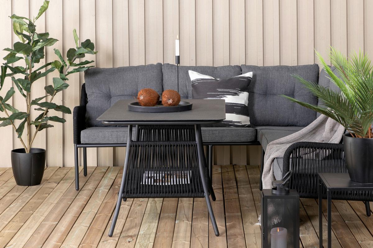 Dining-Loungeset Berlin ca. 173x196 cm Schwarz - Schwarz, KONVENTIONELL, Metall (173/196cm) - Gardenson