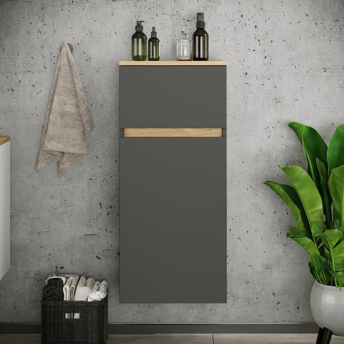 Midischrank Cosila - Honigeiche/Anthrazit, Trend, Holzwerkstoff (41/90/35cm) - MID.YOU