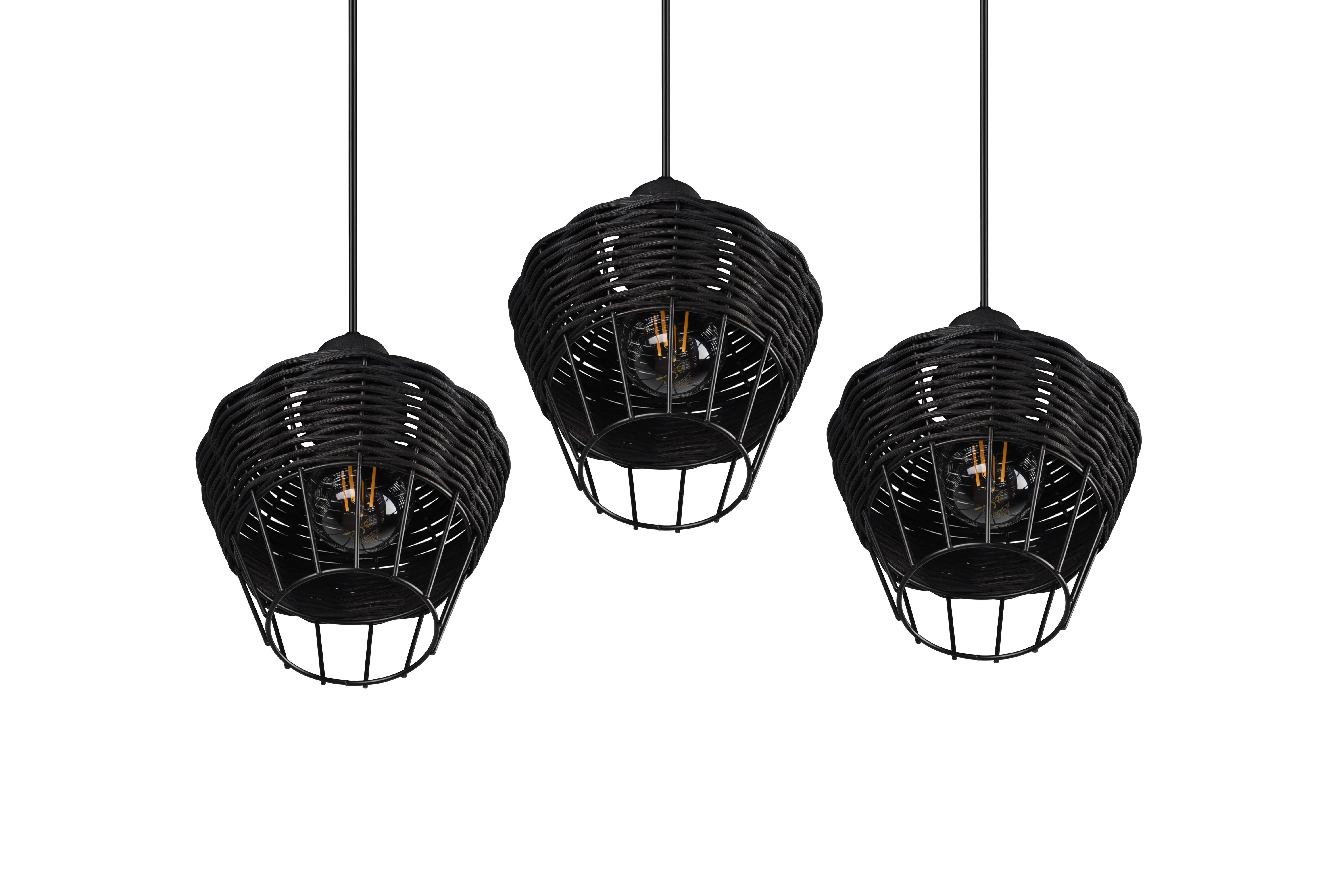 Pendelleuchte Borka Schwarz max. 40 Watt - Schwarz, ROMANTIK / LANDHAUS, Holz/Metall (41/150cm)