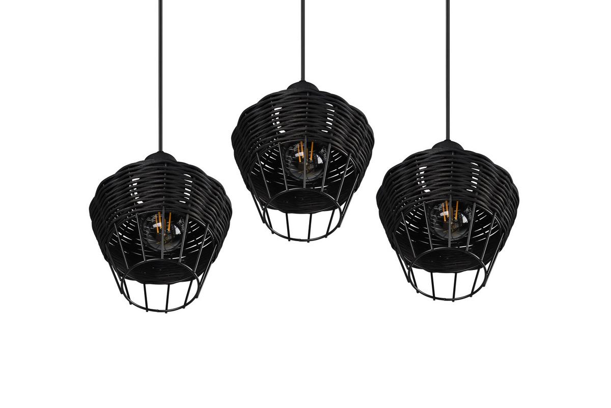 Pendelleuchte Borka Schwarz max. 40 Watt - Schwarz, ROMANTIK / LANDHAUS, Holz/Metall (41/150cm)