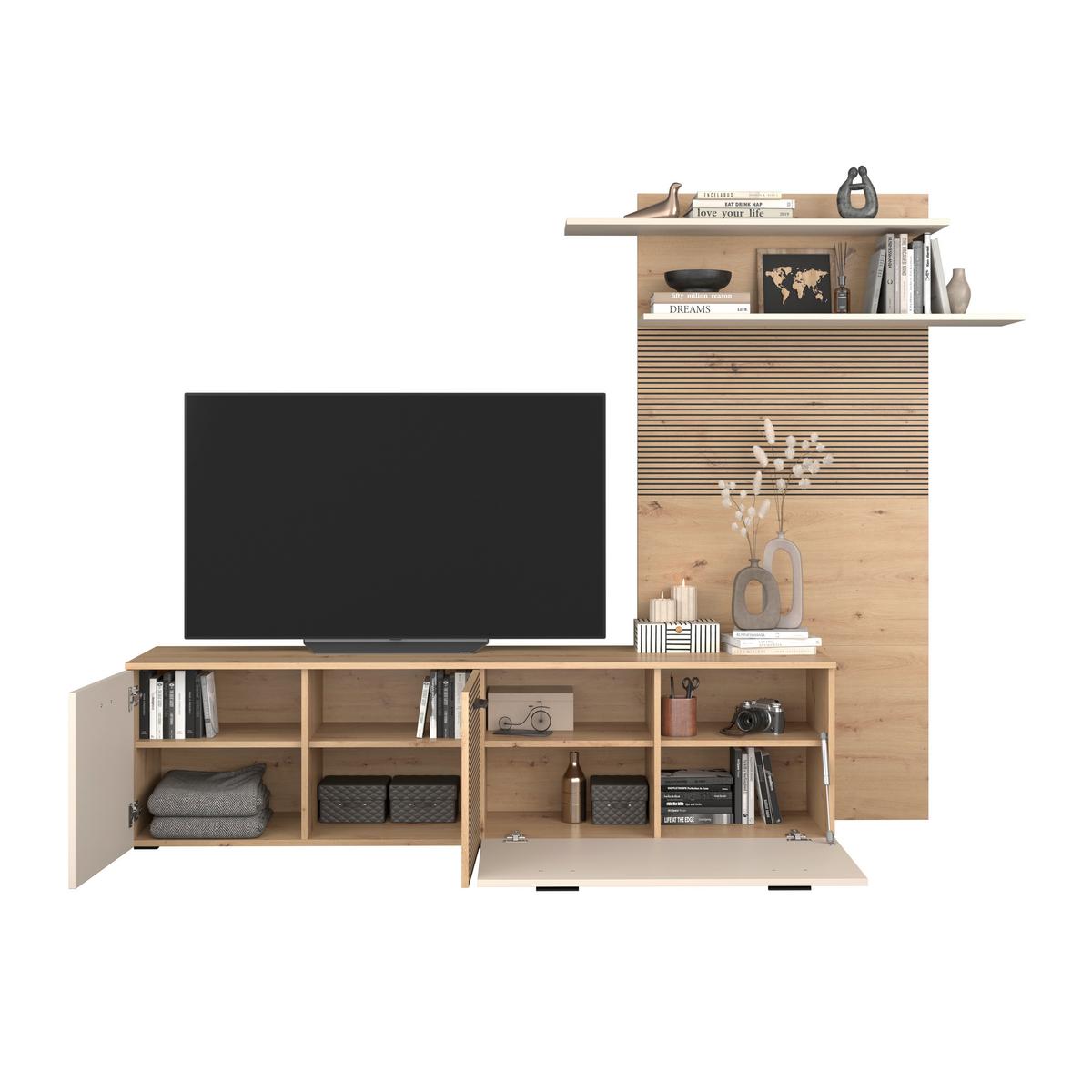 Dnevni Regal Free, Barva Hrasta, Kašmir - kašmir/črna, Moderno, umetna masa/leseni material (212/172/40cm) - Modern Living