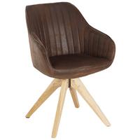 Scaun cu brate Chill - maro/culoare lemn stejar, lemn/textil (60/83/65cm) - Mömax