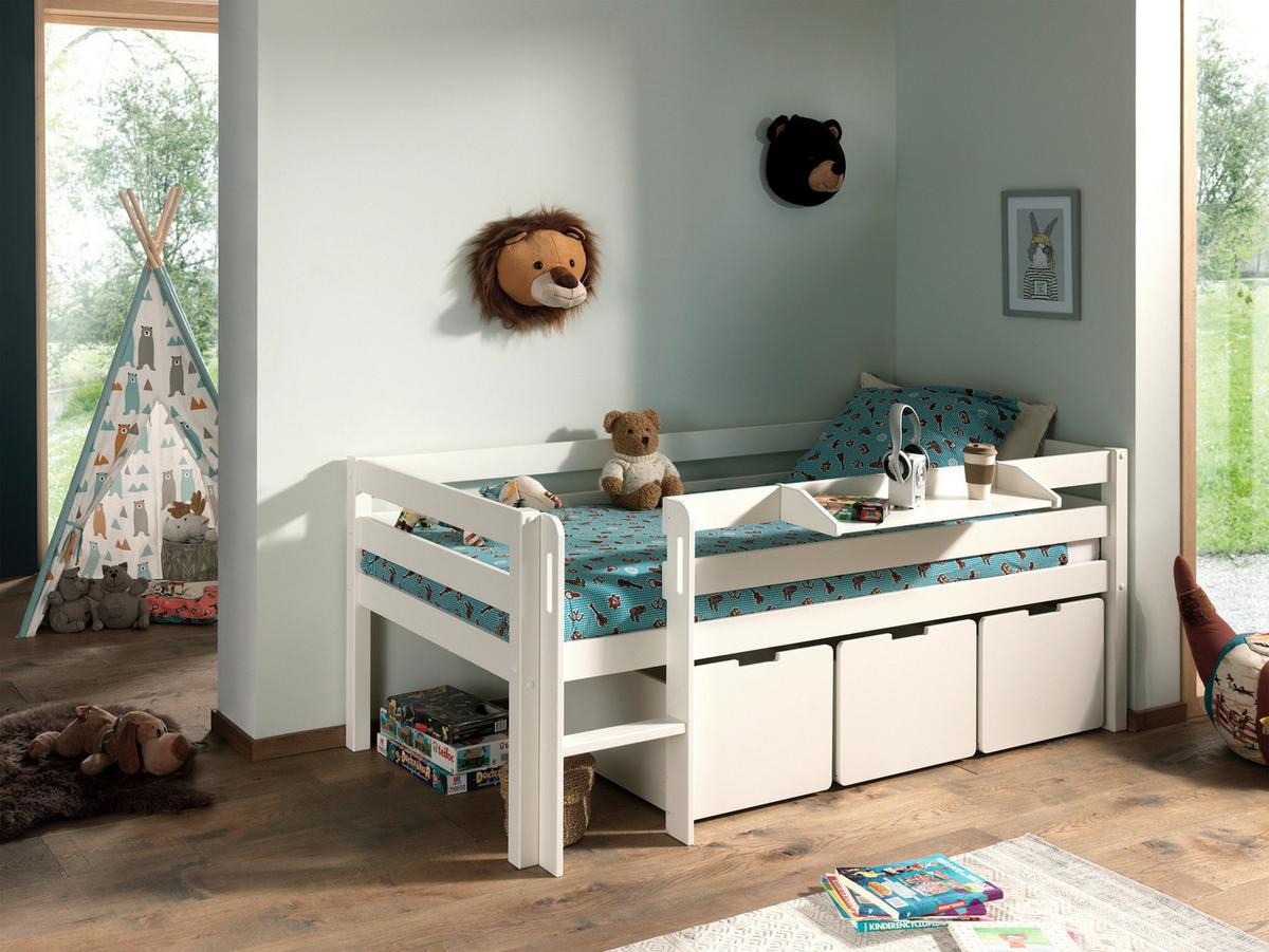 Spielbett Pino Weiß mit Stauraum - Weiß, MODERN, Holz (90/200cm) - Vipack