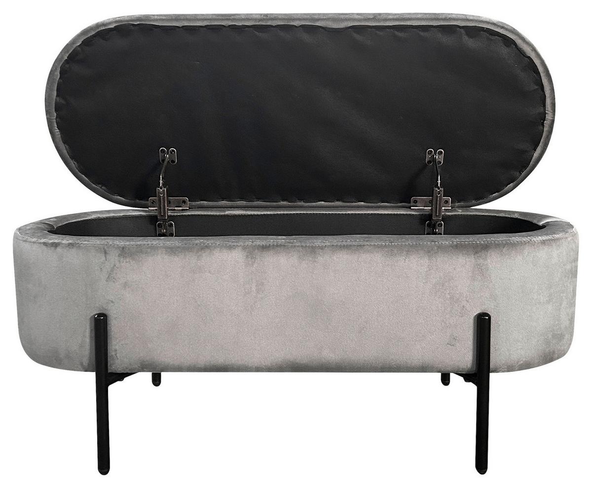 Sitzbank Nova Grau Samt - Schwarz/Grau, Design, Textil/Metall (95/42/37,5cm) - MID.YOU