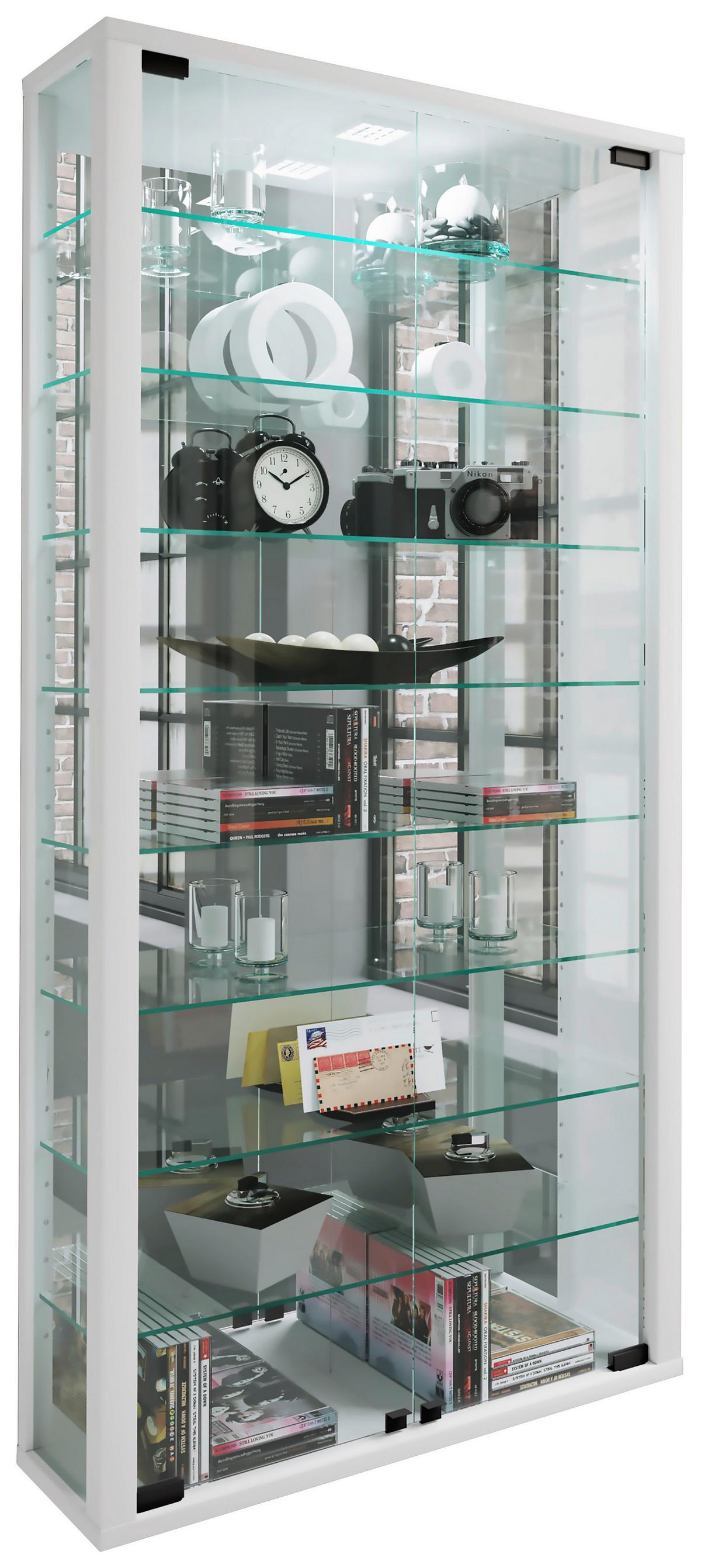 Hängevitrine Vitrosa ca. 59x114x18 cm Weiß - Schwarz/Weiß, MODERN, Glas/Holzwerkstoff (59/114,3/18cm) - MID.YOU