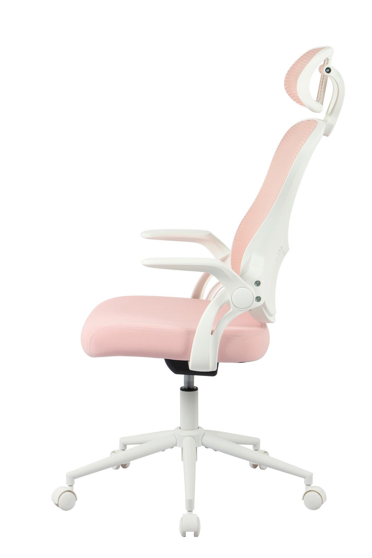 DREHSTUHL POLLY - Weiss/Pink, Modern, Kunststoff/Textil (68/116-133/64cm) - Mömax