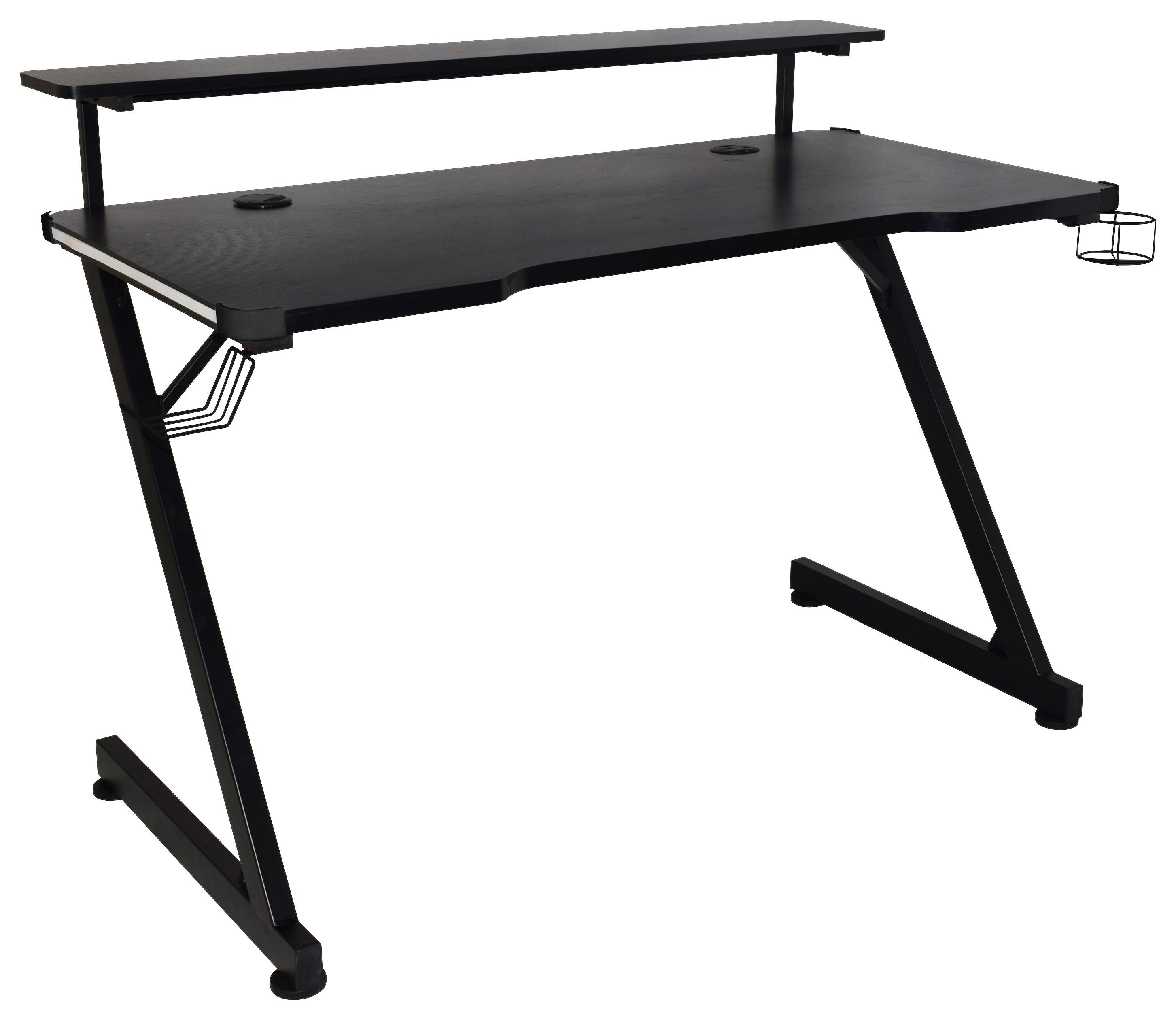 Gaming Miza Black, Črna, 120x64 - črna, Moderno, kovina/leseni material (120/75/64cm)