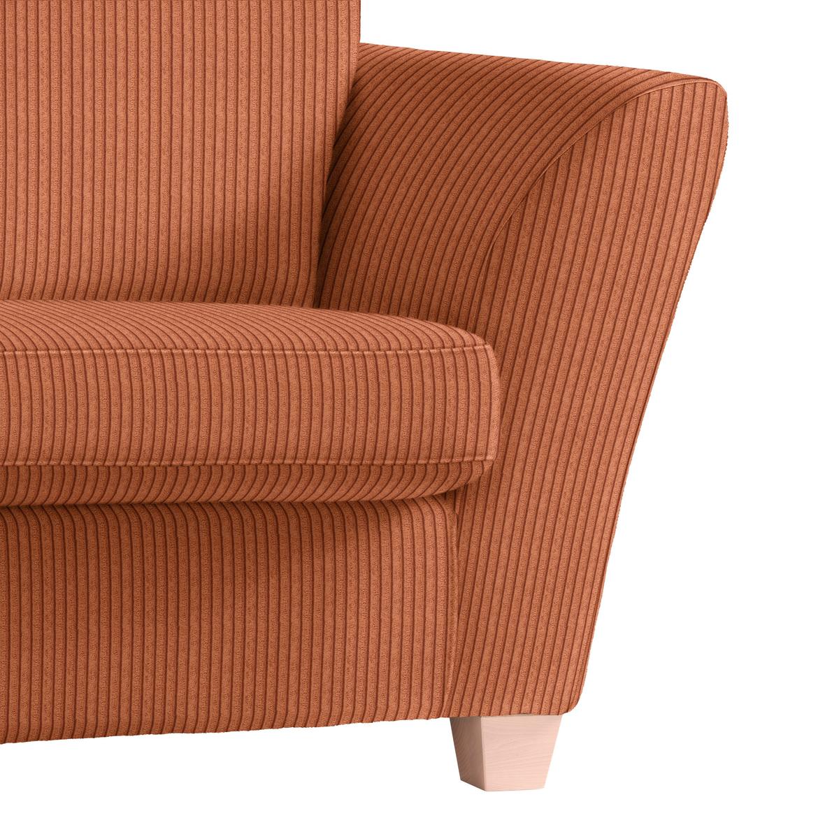 2-Sitzer-Sofa Devado Koralle Cord - Koralle/Naturfarben, Holz/Textil (190/70-85/95cm) - Mömax