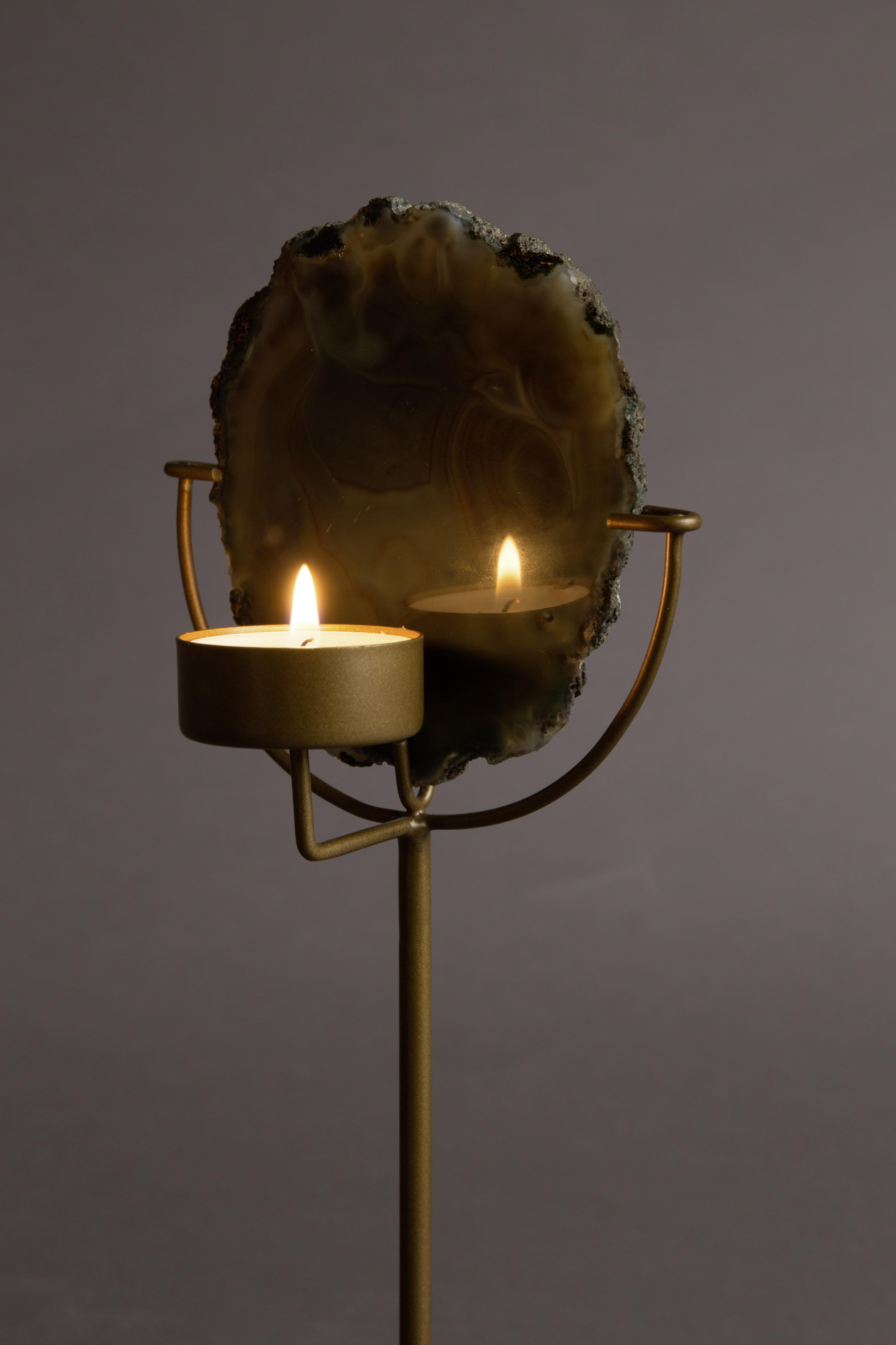 ŚWIECZNIK CANDLE HOLDER GEM GREEN - zielony/kolor brązu, Basics, kamień/metal (10/10/30cm) - Dutchbone