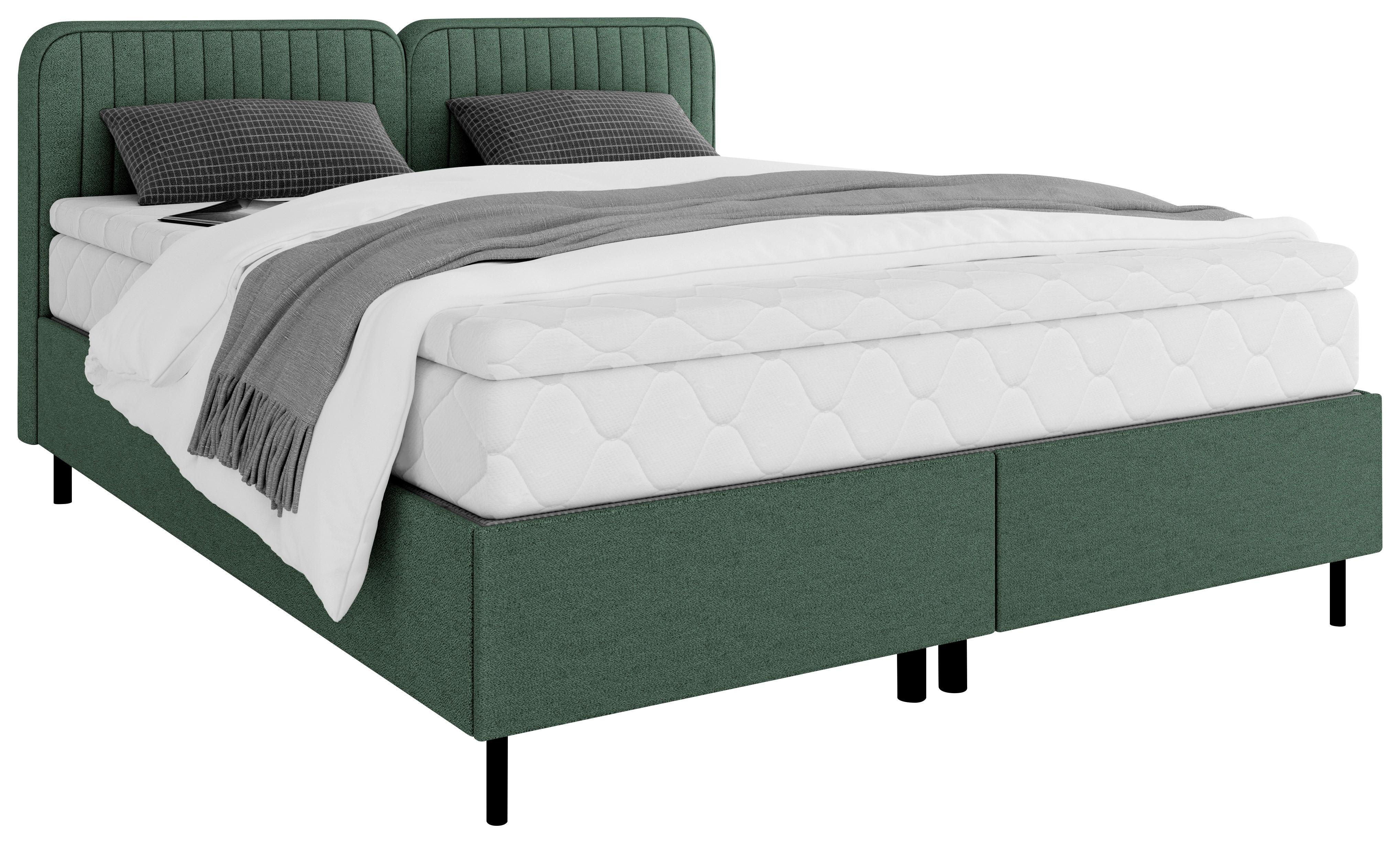 Boxbett Livetto Grün ca. 140x200cm - Schwarz/Grün, KONVENTIONELL, Holzwerkstoff/Textil (140/200cm) - Mömax