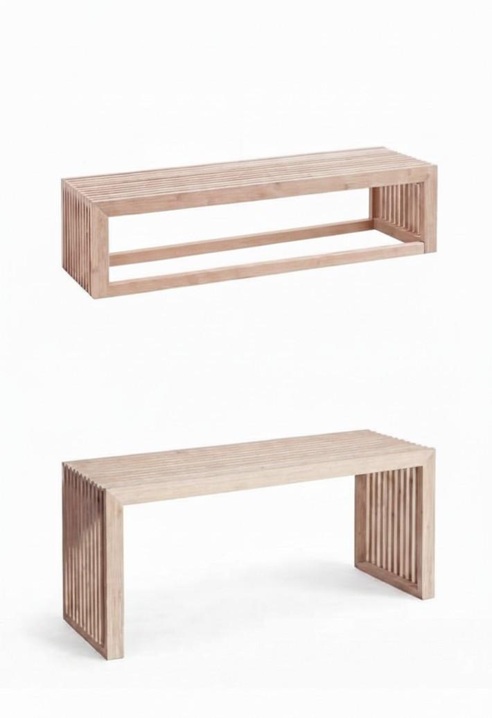 Garderobe Rib Multifunction - Naturfarben, Design, Holz (104/35/43cm) - Livetastic