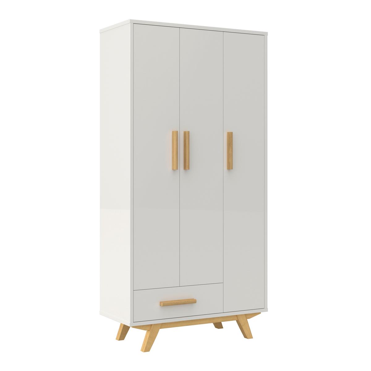 Drehtürenschrank Milan Weiß ca. 90x180x40 cm - Ecru/Weiss, Modern, Holz/Holzwerkstoff (90/180/40cm) - Bessagi Home