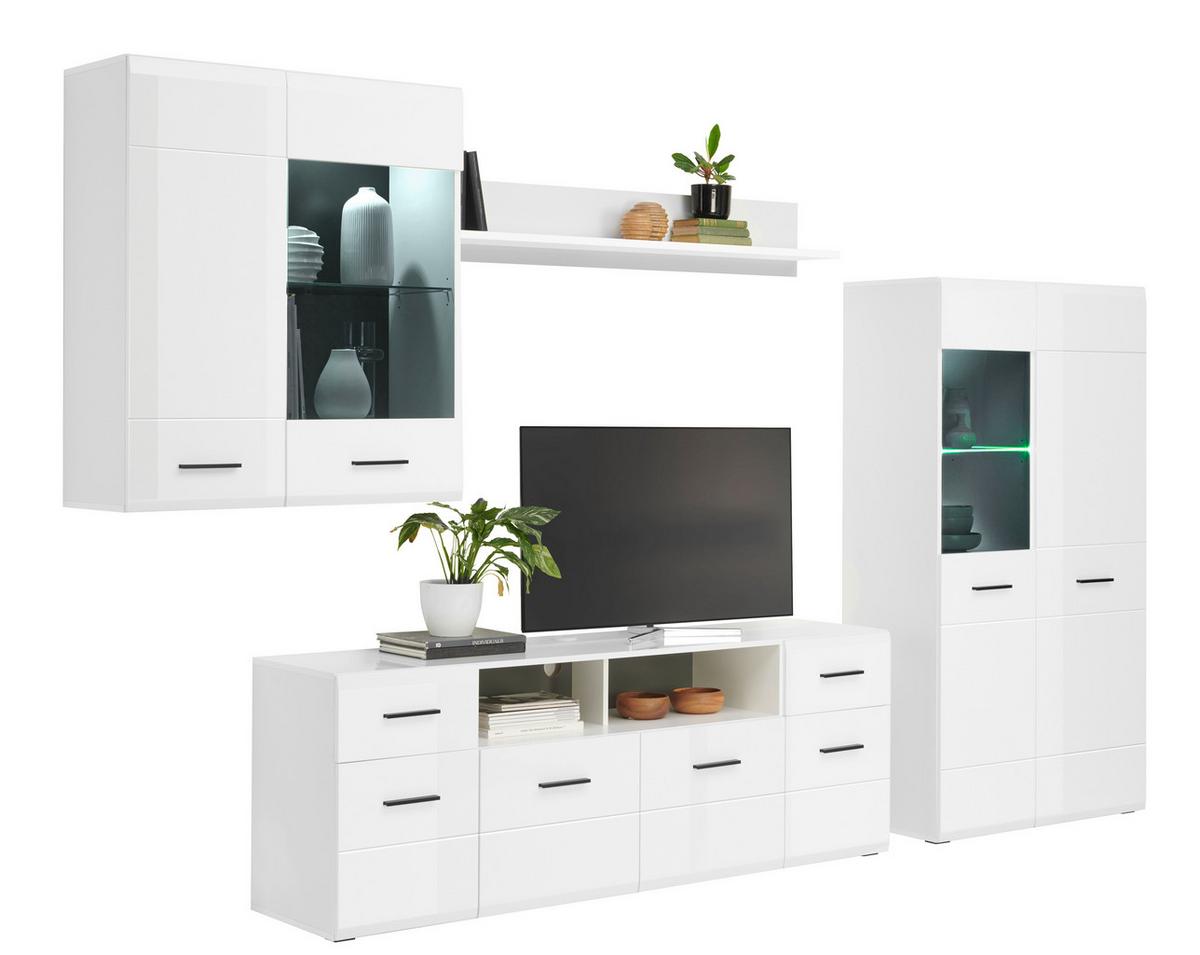 Tv-element Avanti, Bela - bela/antracit, Moderno, umetna masa/leseni material (180/63,7/41,6cm) - Hom`in