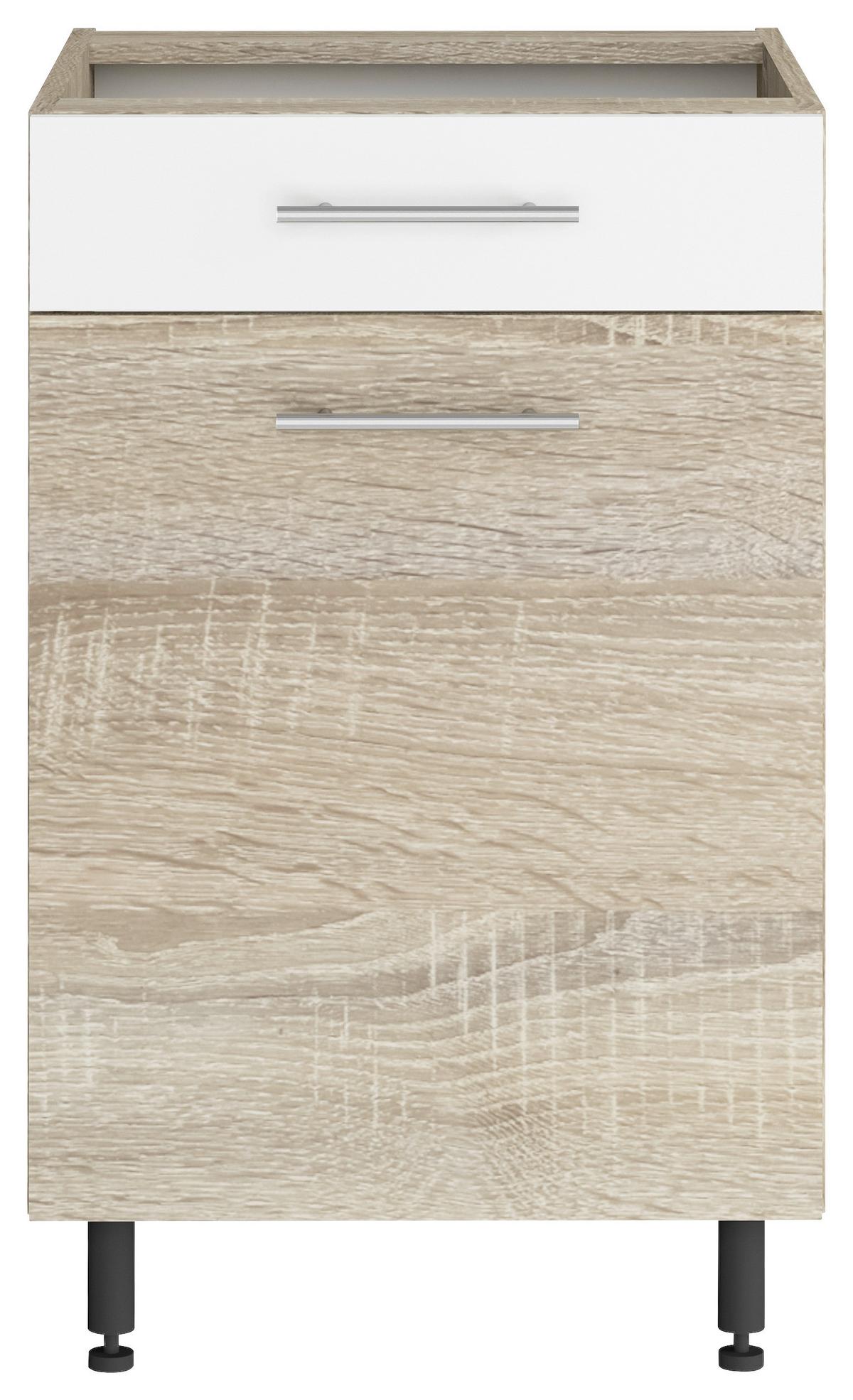 Dulap de bucătărie Corina - stejar Sonoma/alb, Modern, lemn/metal (50/82,4/58cm) - Based