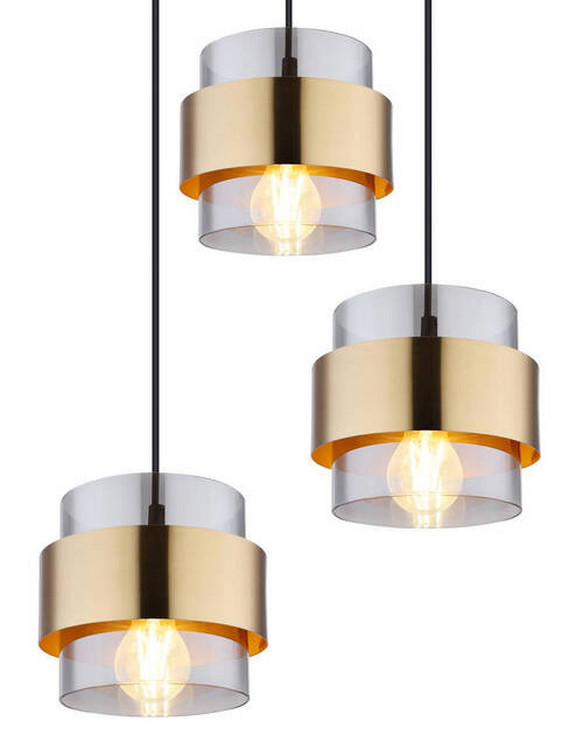 Hängeleuchte Milley Klar/Schwarz max. 60 Watt - Klar/Messingfarben, Design, Glas/Metall (45/120cm) - Globo