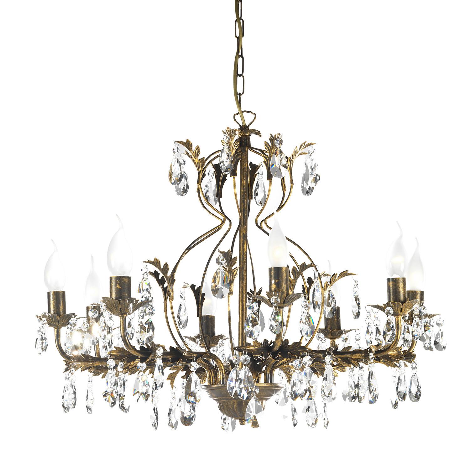 Kristall-Hängeleuchte Teresa Bronzefarben max. 6 Watt - Bronzefarben, KONVENTIONELL, Glas/Metall (70/105cm)