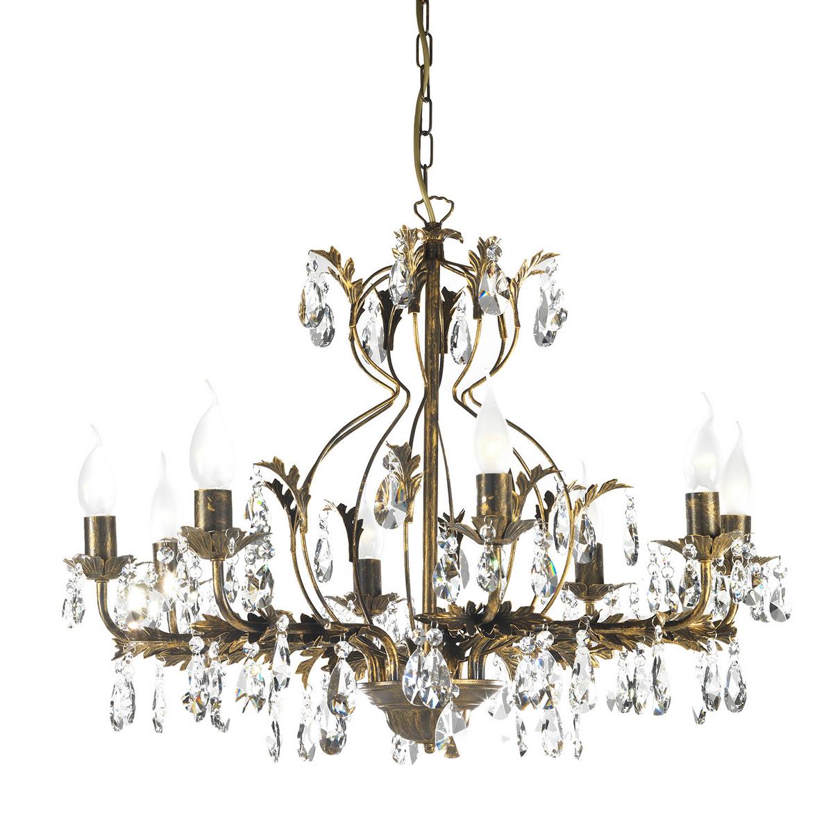 Kristall-Hängeleuchte Teresa Bronzefarben max. 6 Watt - Bronzefarben, KONVENTIONELL, Glas/Metall (70/105cm)