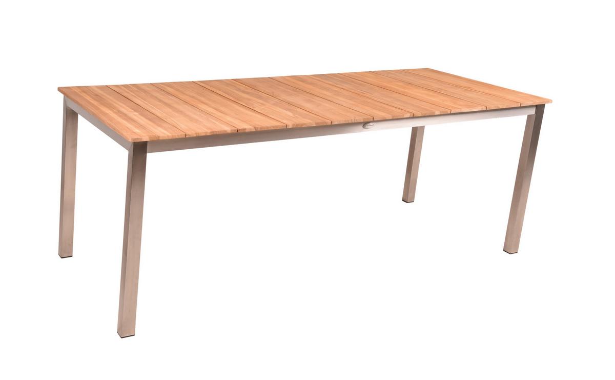 Gartentischgruppe Dallas- Denver Teak 6-tlg. - Silberfarben/Schwarz, Basics, Holz/Kunststoff - Gardenson