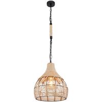 HÄNGELEUCHTE HALIA D: 30 CM SCHWARZ - Schwarz/Braun, Basics, Naturmaterialien/Metall (30/135cm) - Globo