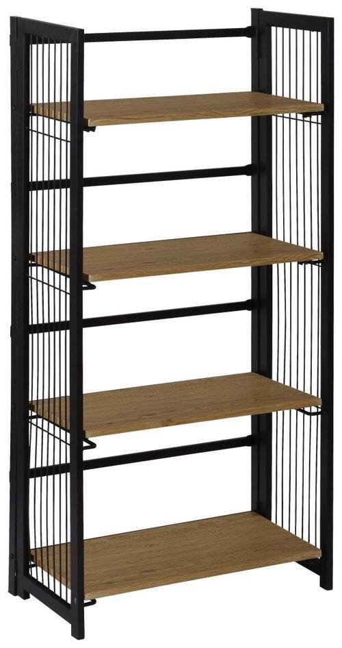 Etajeră Klapp - culoare lemn stejar/negru, Modern, metal/material pe bază de lemn (60/124,5/30cm) - Modern Living