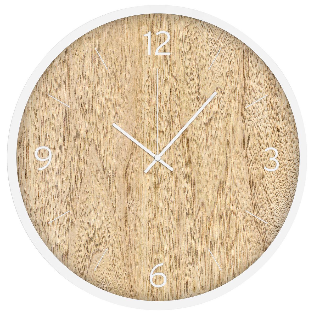 Ceas de perete Kelly D: cca. 50,8 cm - alb/culoare natur, plastic/sticlă (50,8cm) - Modern Living