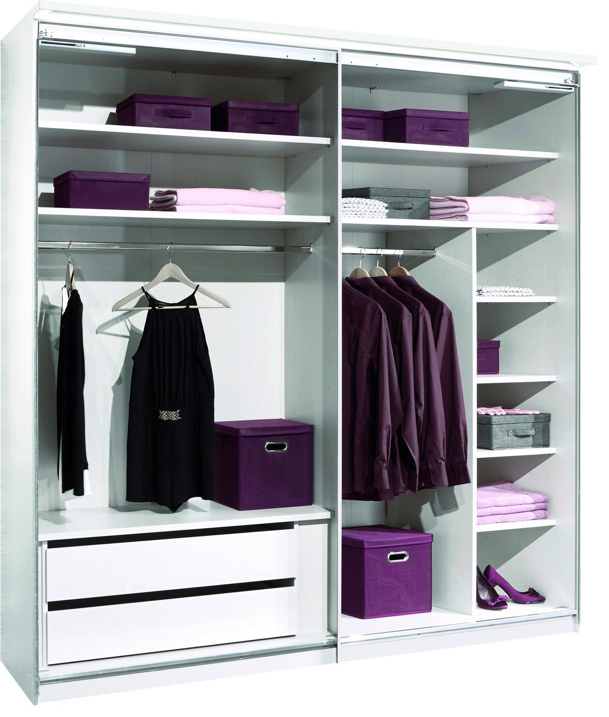 Ormar Sa Staklenim Kliznim Vratima Includo - bijela/tamno siva, Moderno, staklo/drvni materijal (167/222/68cm) - Premium Living