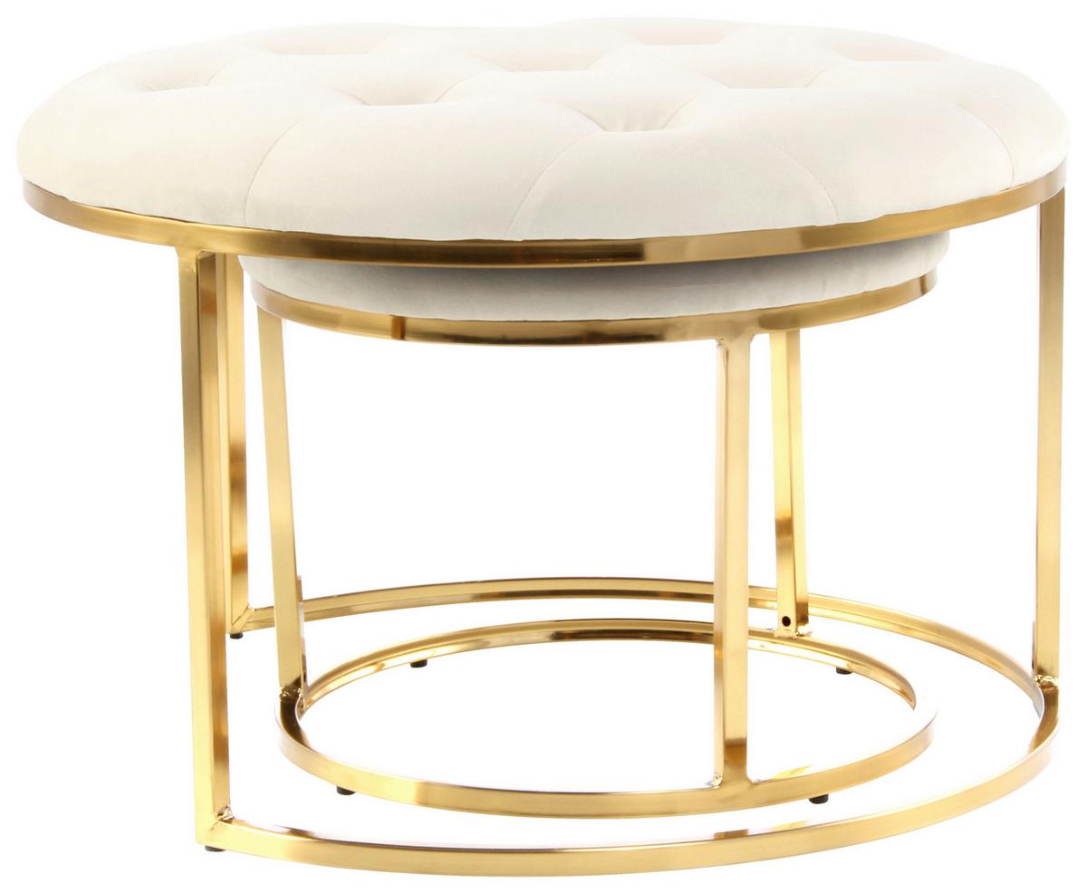 HOCKERSET MYLA 100 - Beige/Goldfarben, Design, Textil/Metall (40/60/32/41/40/60cm) - Kayoom