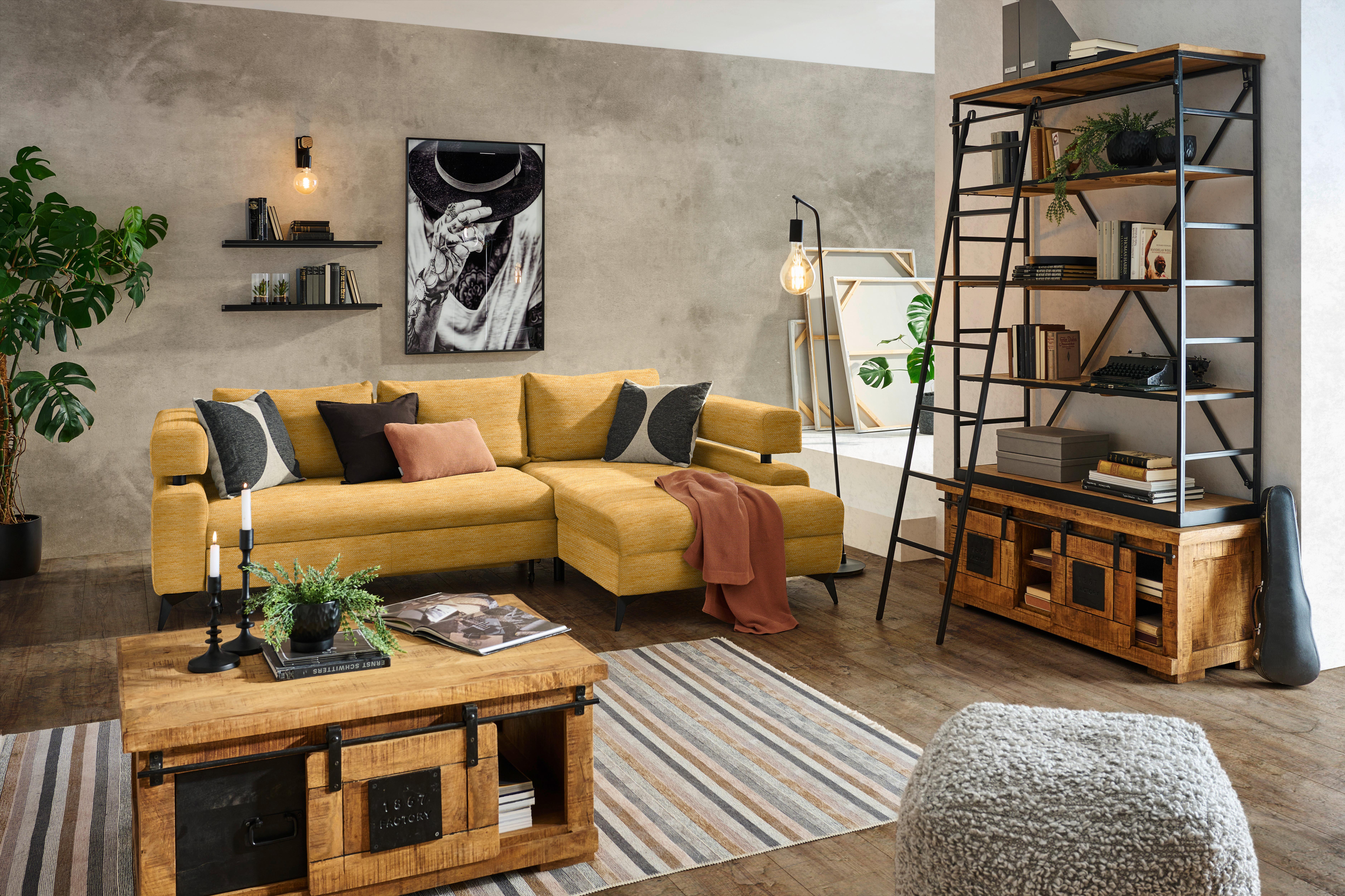 Kutna Garnitura Rosalie - curry žuta/crna, Konvencionalno, tekstil/metal (265/75-89/184cm) - Modern Living