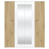 Omara Za Oblačila Jan, Bela, Barva Hrasta - barve kroma/bela, Trend, umetna masa/steklo (180/210/52cm)