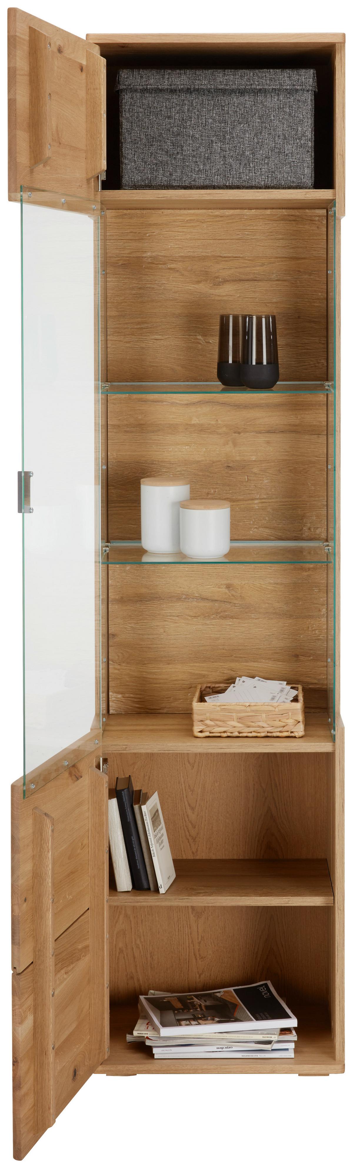 Vitrine Valera in Wildeiche - Wildeiche/Schwarz, KONVENTIONELL, Glas/Holz (50/207/37cm) - Premium Living