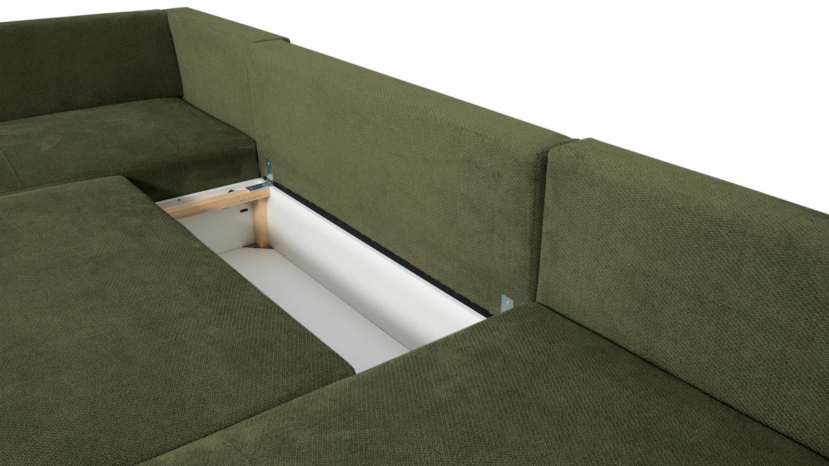 Kutna Garnitura Veronice - maslinasto zelena/plava, Trend, tekstil/plastika (171/313/141cm) - Modern Living