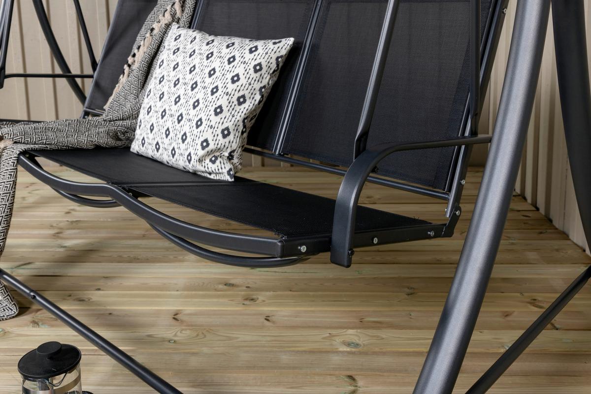 HOLLYWOODSCHAUKEL MADRAS - Schwarz, KONVENTIONELL, Textil/Metall (203/160/122cm) - Gardenson