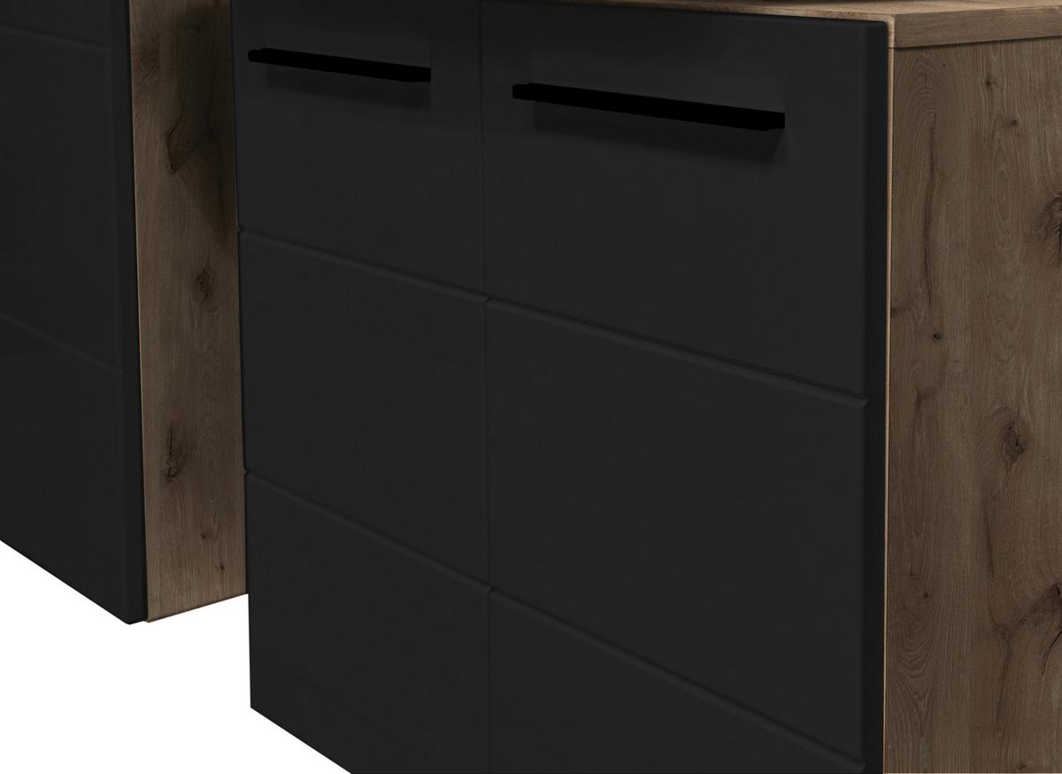 SZAFKA POD UMYWALKĘ VISTA - kolor dębowy/czarny, Basics, materiał drewnopochodny/tworzywo sztuczne (60/62/31cm) - MID.YOU