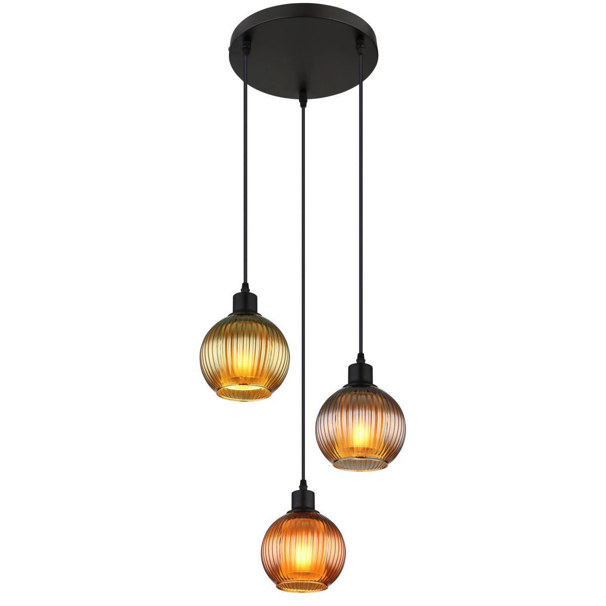 Viseća Svjetiljka Zumba - višebojno/crna, Trend, staklo/metal (36/120cm) - Globo
