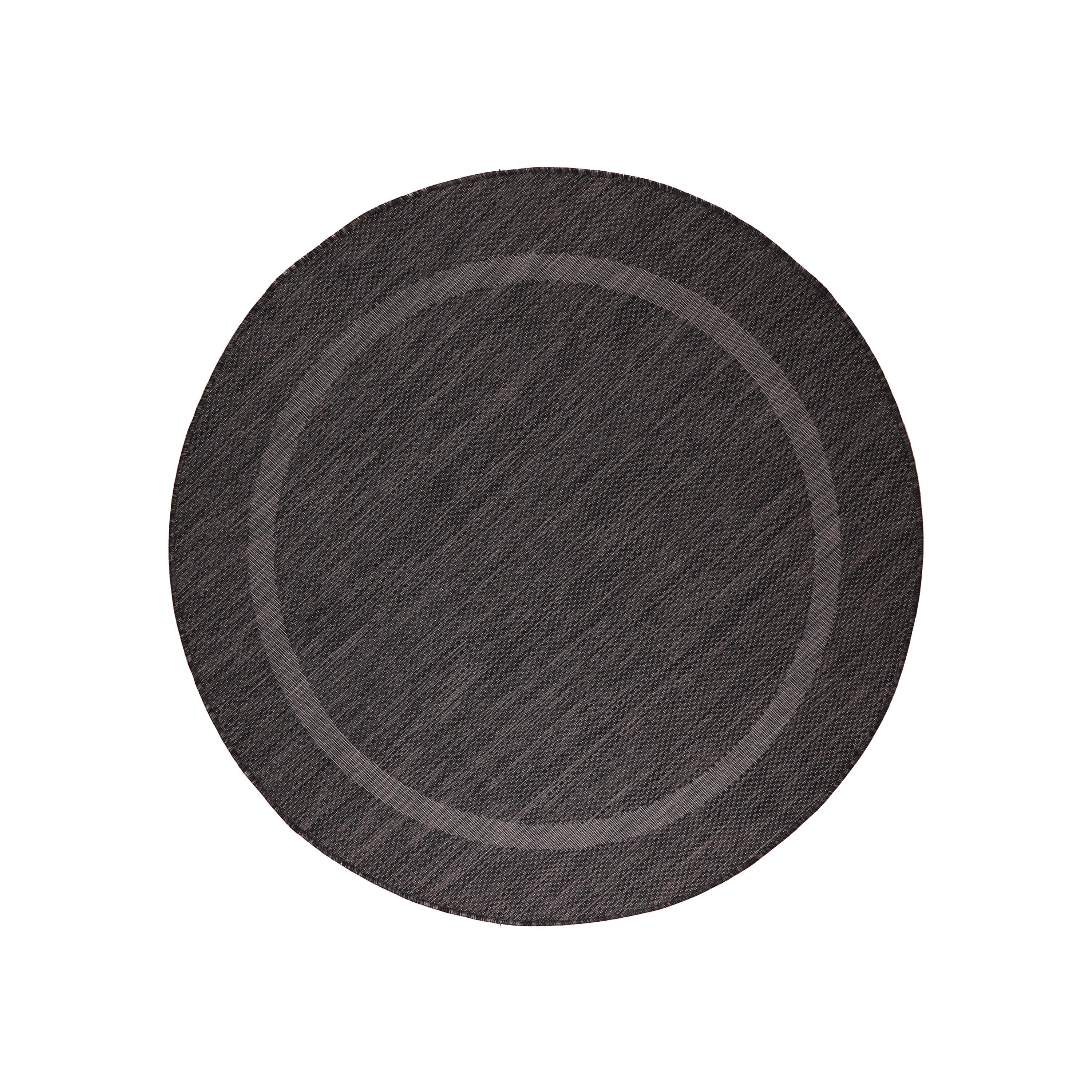 Flachwebeteppich Relax Schwarz Ø ca. 200cm - Schwarz, Basics, Textil (200/200cm) - Novel