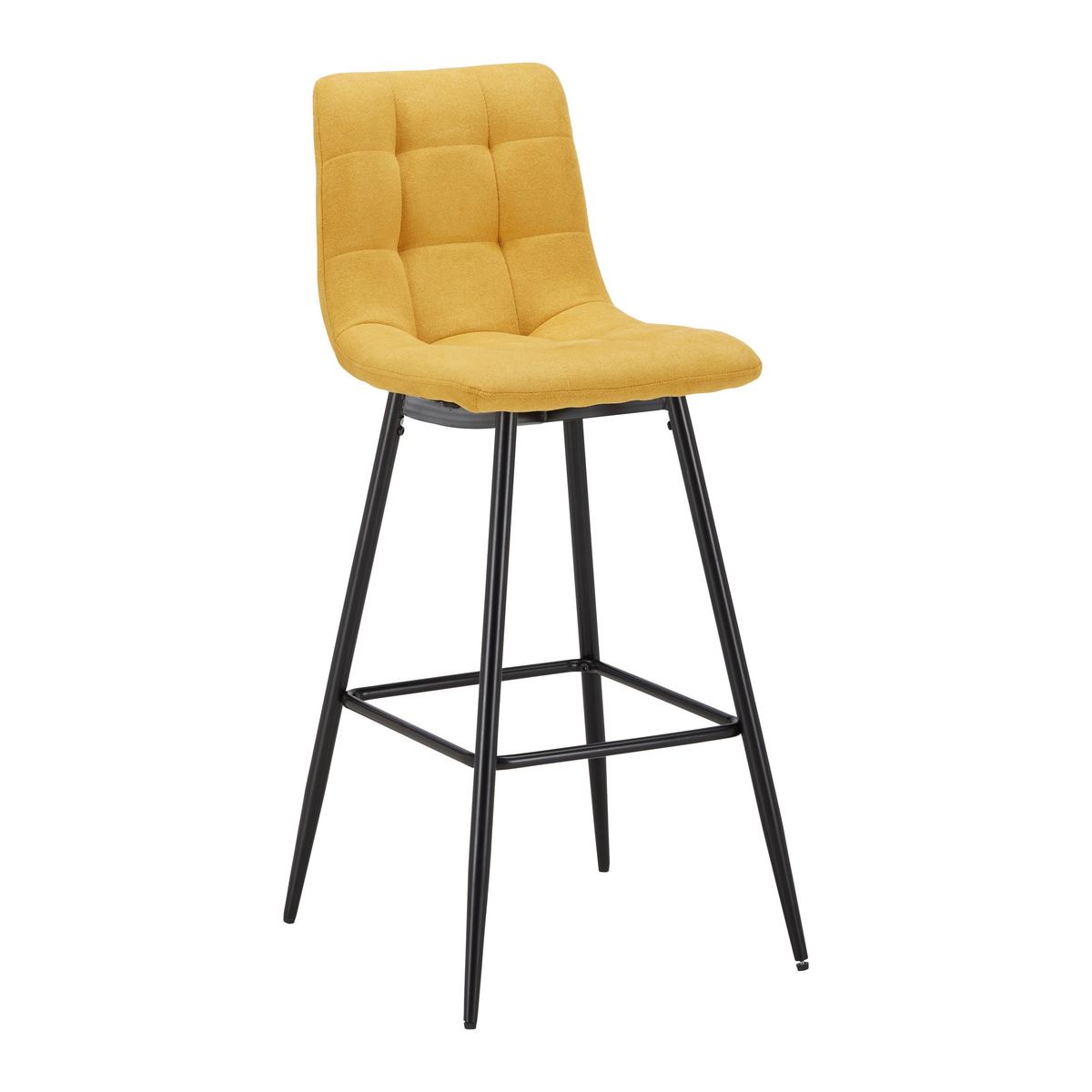 ZESTAW STOŁKÓW BAROWYCH LUKA - czarny/żółty, Modern, metal/drewno (42,5/100/49cm) - Bessagi Home