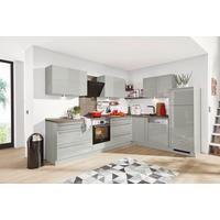 Eckküche Nolte Lux Grau - Edelstahlfarben/Grau Hochglanz, MODERN, Holzwerkstoff/Metall (235/305cm) - Nolte Küchen