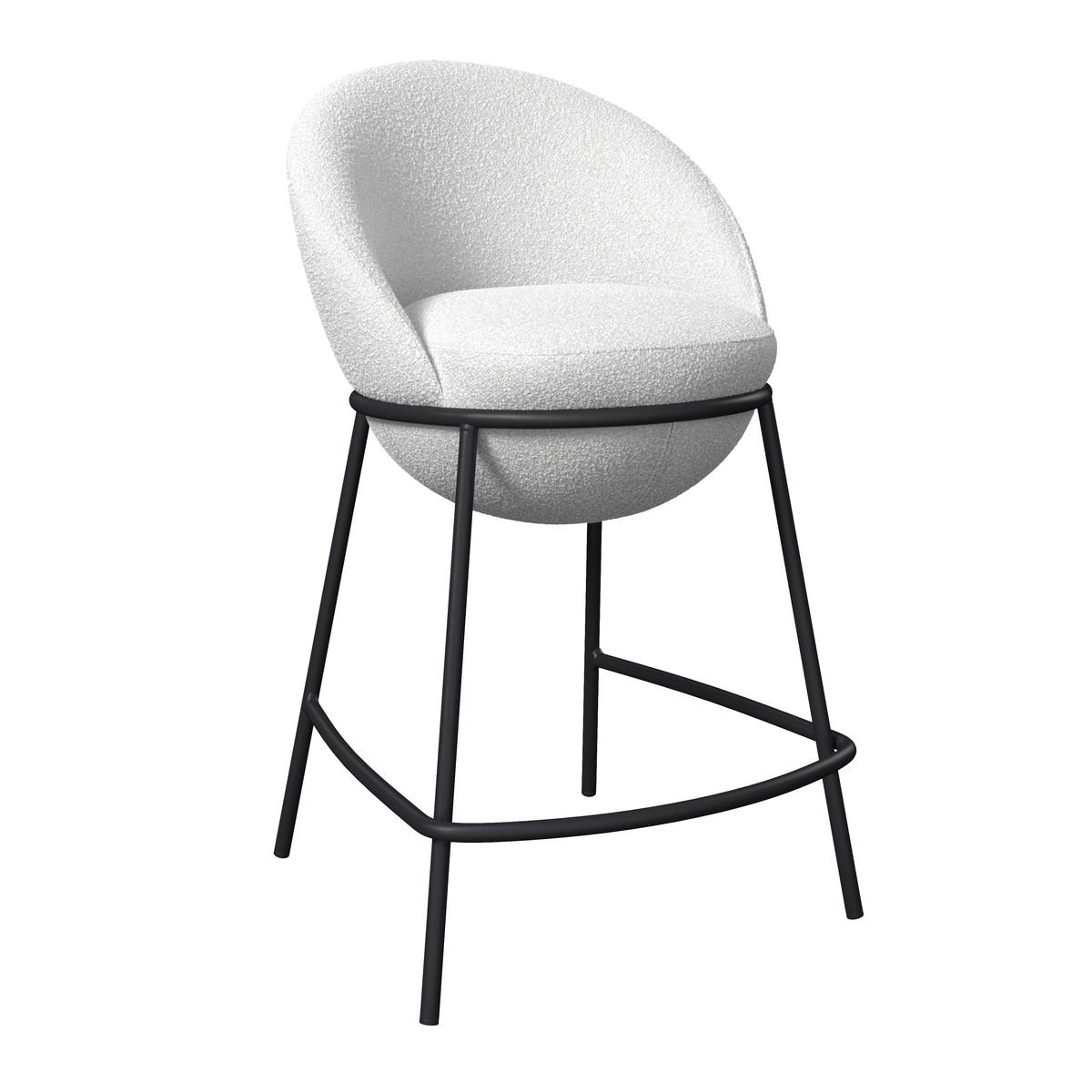 Barhocker Zoa Creme Struktur Gepolstert - Creme/Schwarz, MODERN, Holz/Textil (50/110/58cm) - Bessagi Home