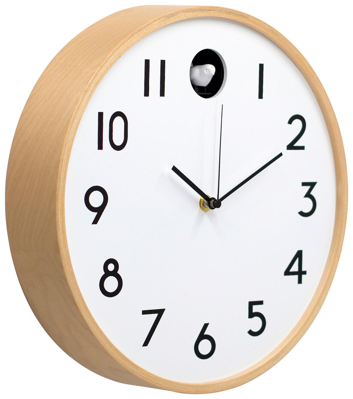 Wanduhr Kukuk Natur/Weiß - Naturfarben/Weiß, MODERN, Holz/Holzwerkstoff (31,5cm) - Mömax