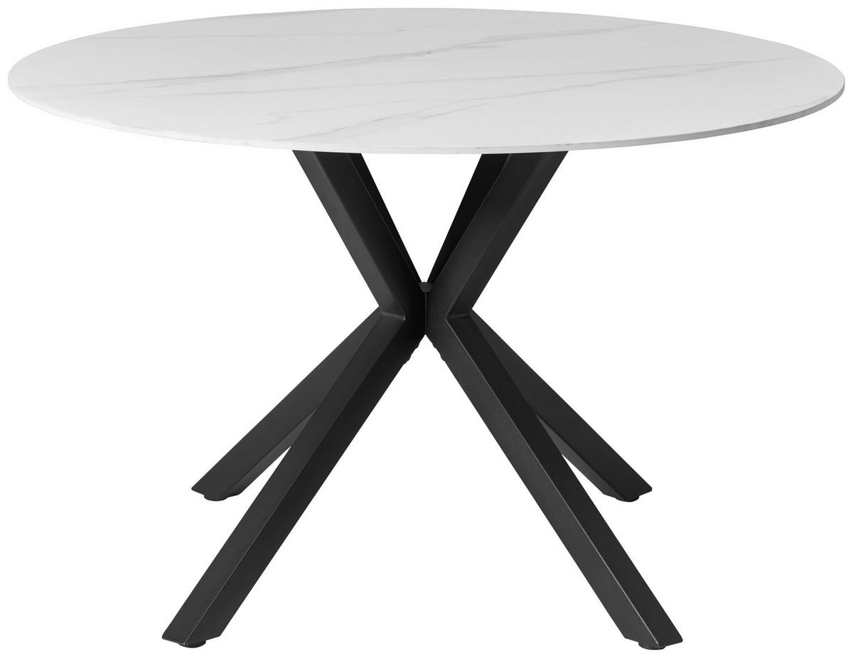 Jedilna Miza Birmingham, Keramika, Bela, Ø 118cm - črna/bela, Trendi, kovina/keramika (118/76/118cm) - MID.YOU