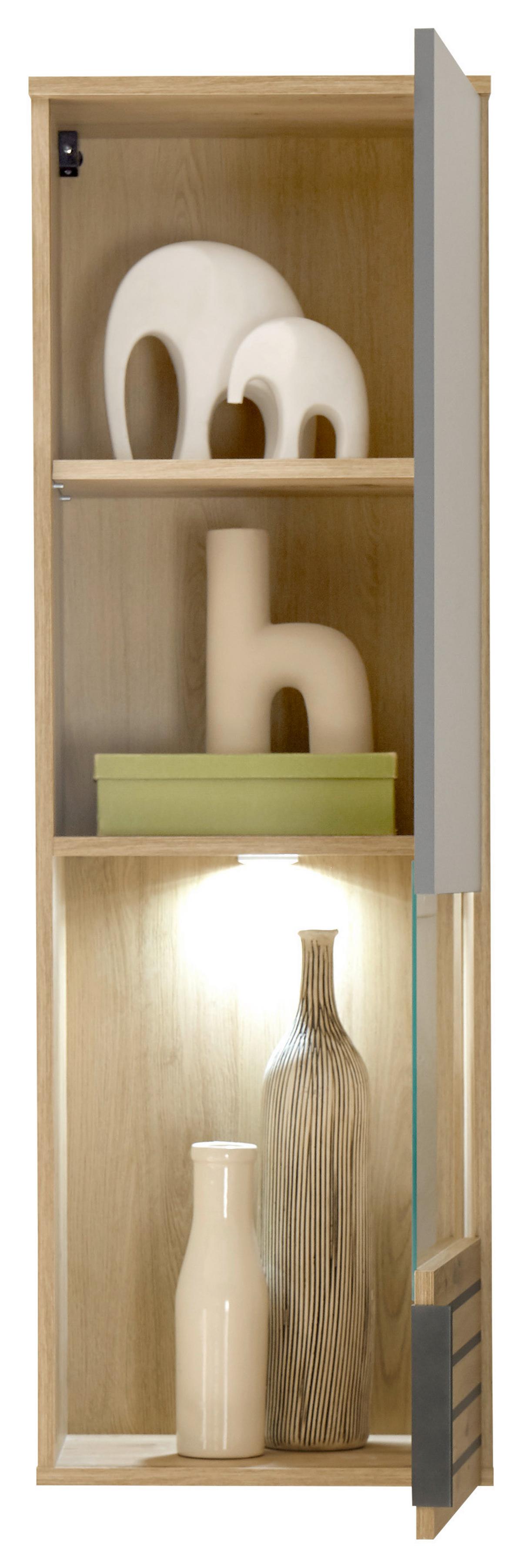 WITRYNA WISZĄCA BZ 5110 - szary/dąb artisan, Design, materiał drewnopochodny/tworzywo sztuczne (40/122/30cm) - MID.YOU