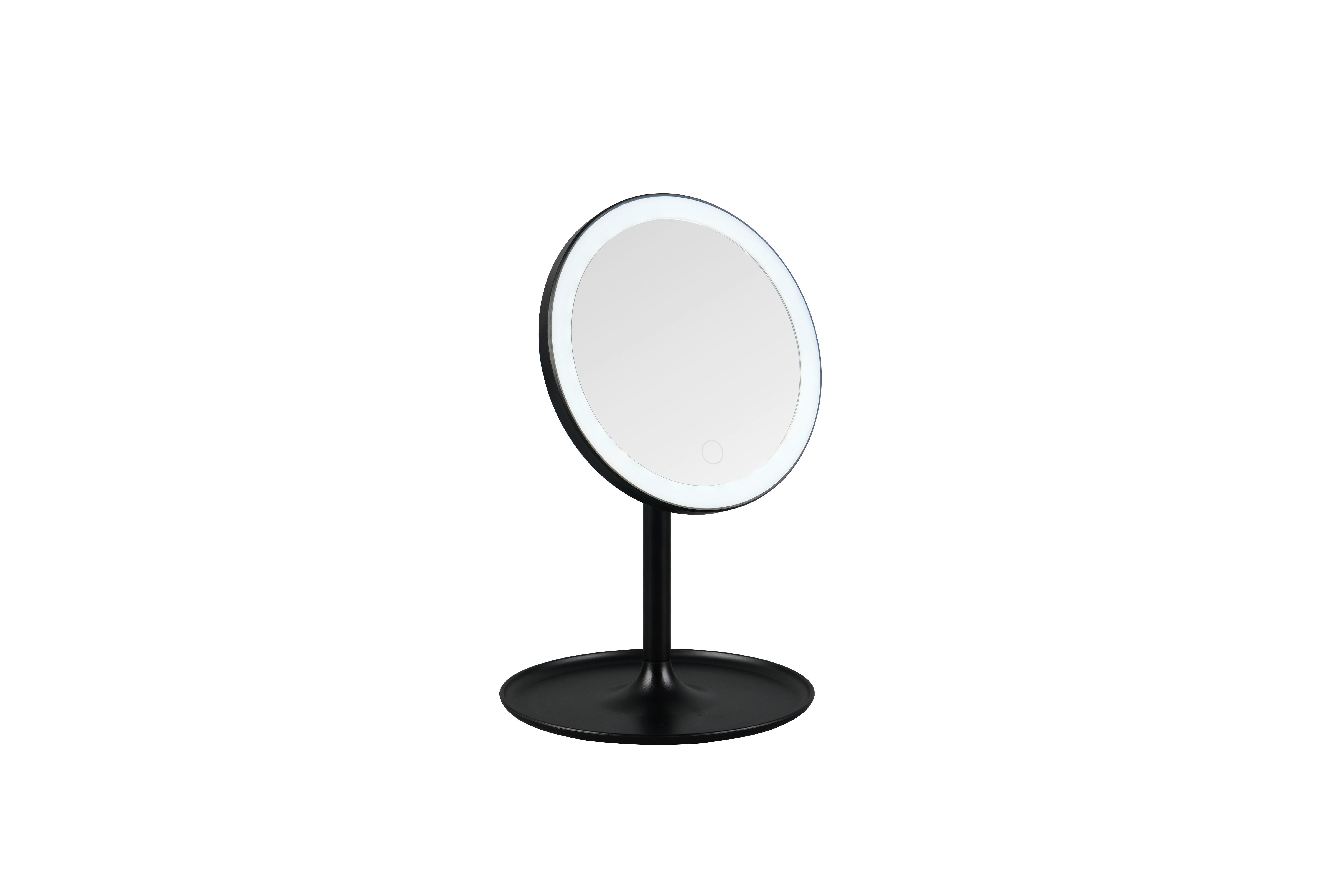 Schminkspiegel Liara Schwarz mit LED - Schwarz, MODERN, Glas/Kunststoff (18/28,5cm) - Mömax