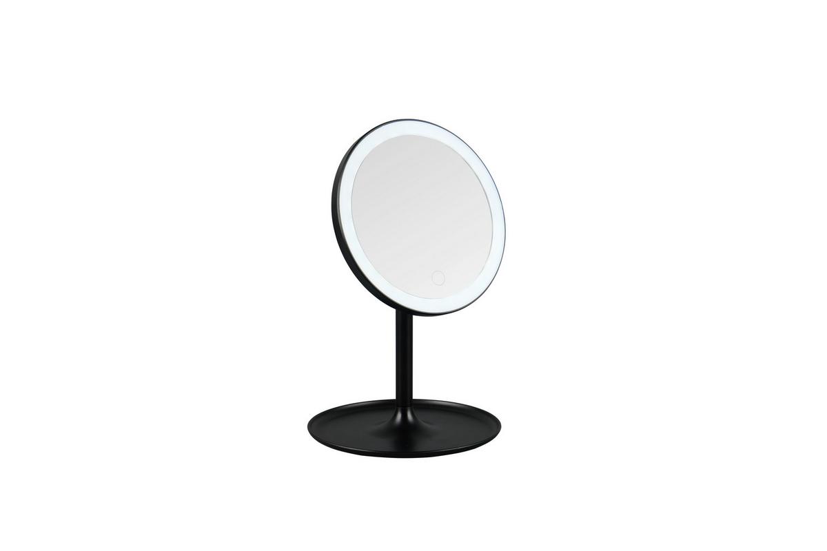 Schminkspiegel Liara Schwarz mit LED - Schwarz, MODERN, Glas/Kunststoff (18/28,5cm) - Mömax