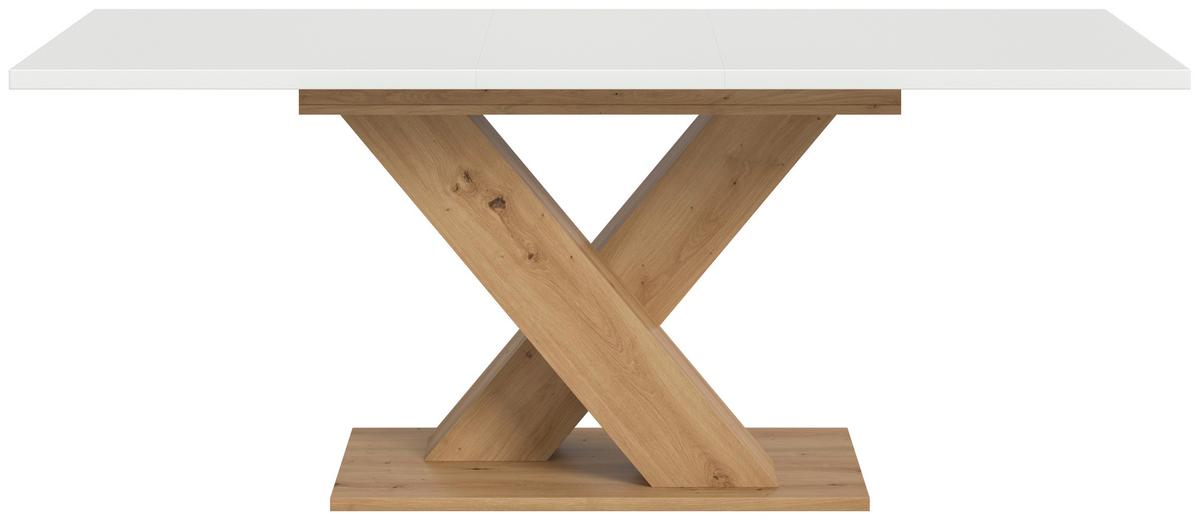 Ausziehtisch Marlon Weiß ca. 150-190x90x76 cm - Weiß/Eiche Artisan, KONVENTIONELL, Holzwerkstoff (150-190/90/76cm)