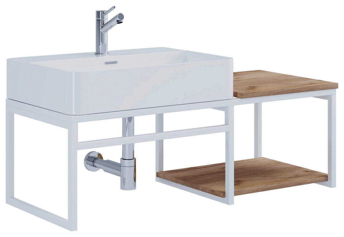 WASCHTISCHKOMBI 2-TLG. WASCHPLATZ "BITILA 100" - Honigeiche/Weiss, Modern, Keramik/Holzwerkstoff (100cm) - MID.YOU