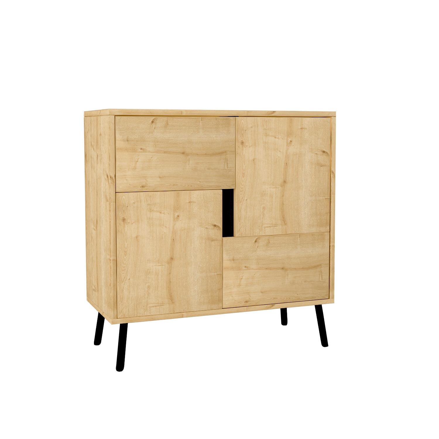 Kommode Darian Schrank - Eichefarben/Schwarz, Design, Holz/Metall (35/79/76,5cm) - Livetastic