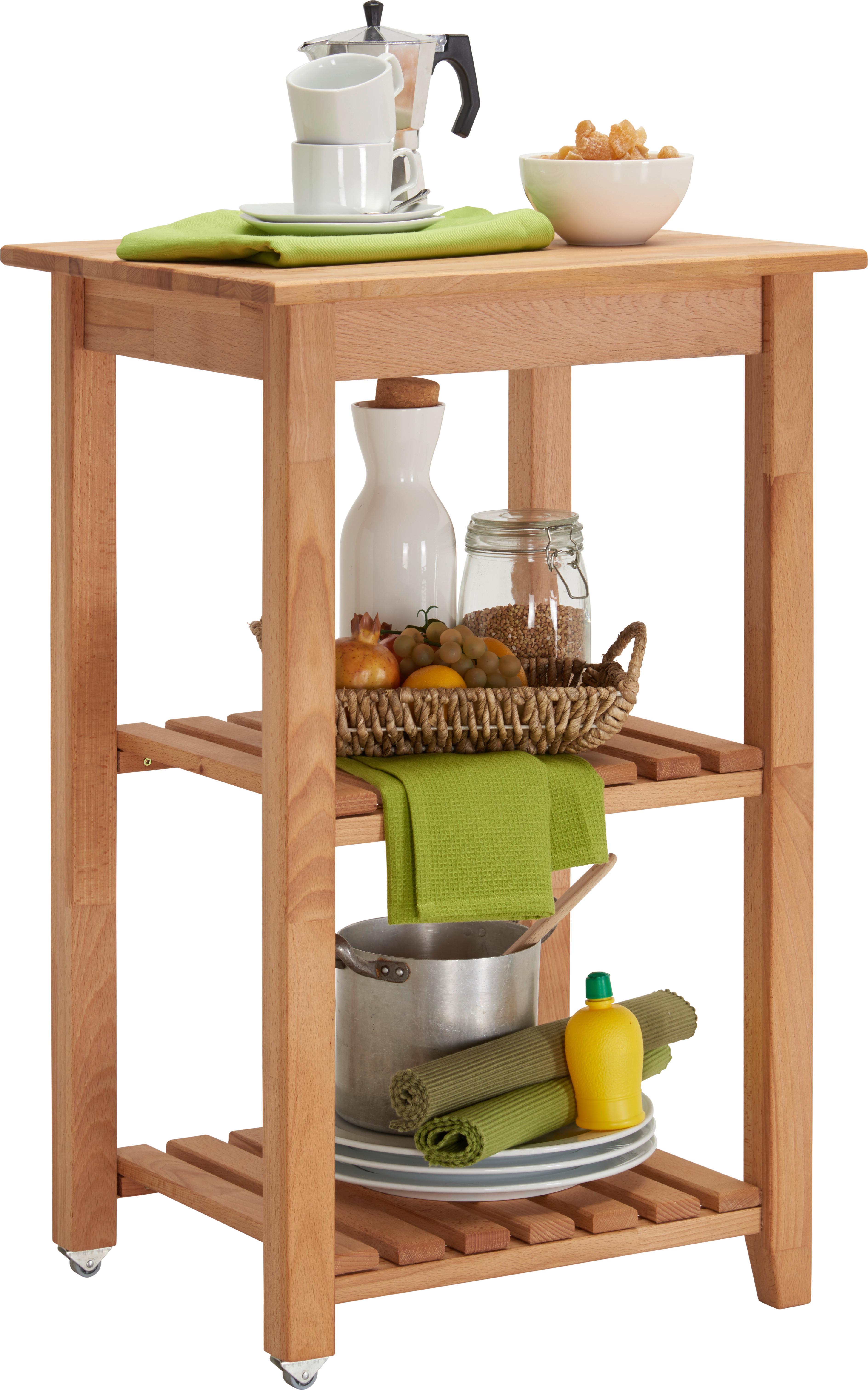 WÓZEK DO SERWOWANIA LEX - kolor bukowy, Trend, tworzywo sztuczne/metal (53/85/46cm) - Carryhome